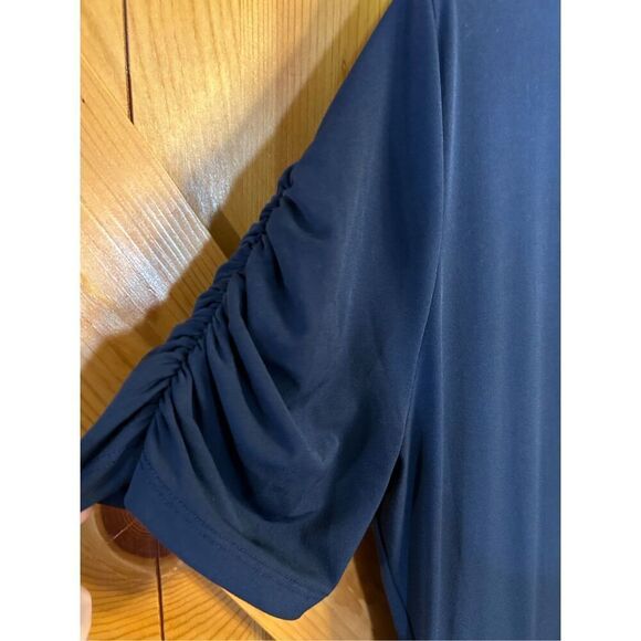 Michael Kors Dress Navy Blue Short Sleeve V-Neck Size Large nwt Rushed Side/Slee - Picture 3 of 7